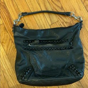 Black leather shoulder/ crossbody bag